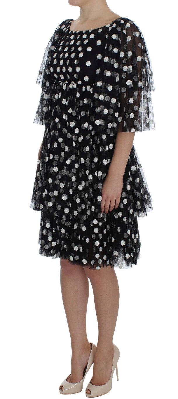 Dolce & Gabbana Black White Polka Dotted Ruffled Women's Dress