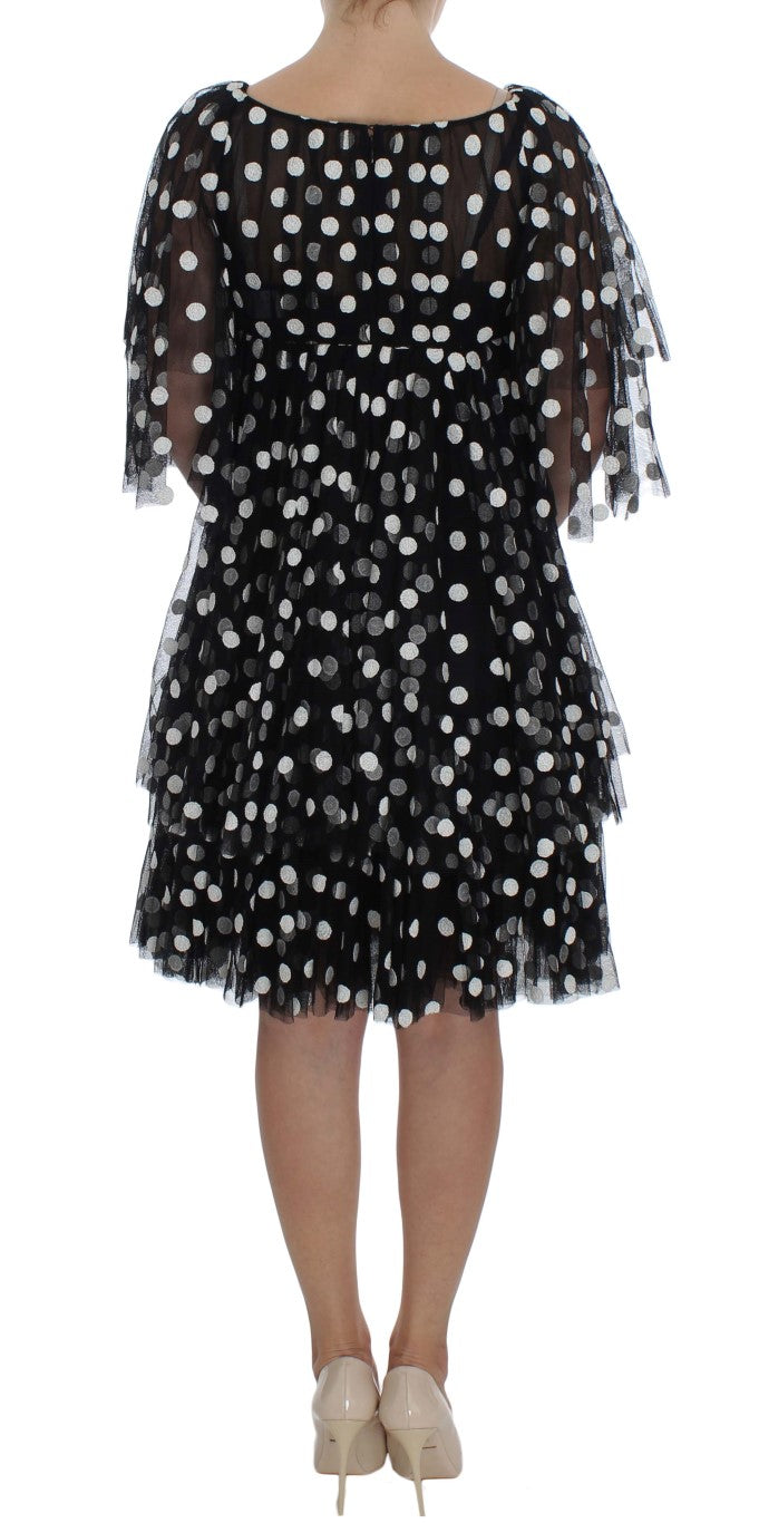 Dolce & Gabbana Black White Polka Dotted Ruffled Women's Dress