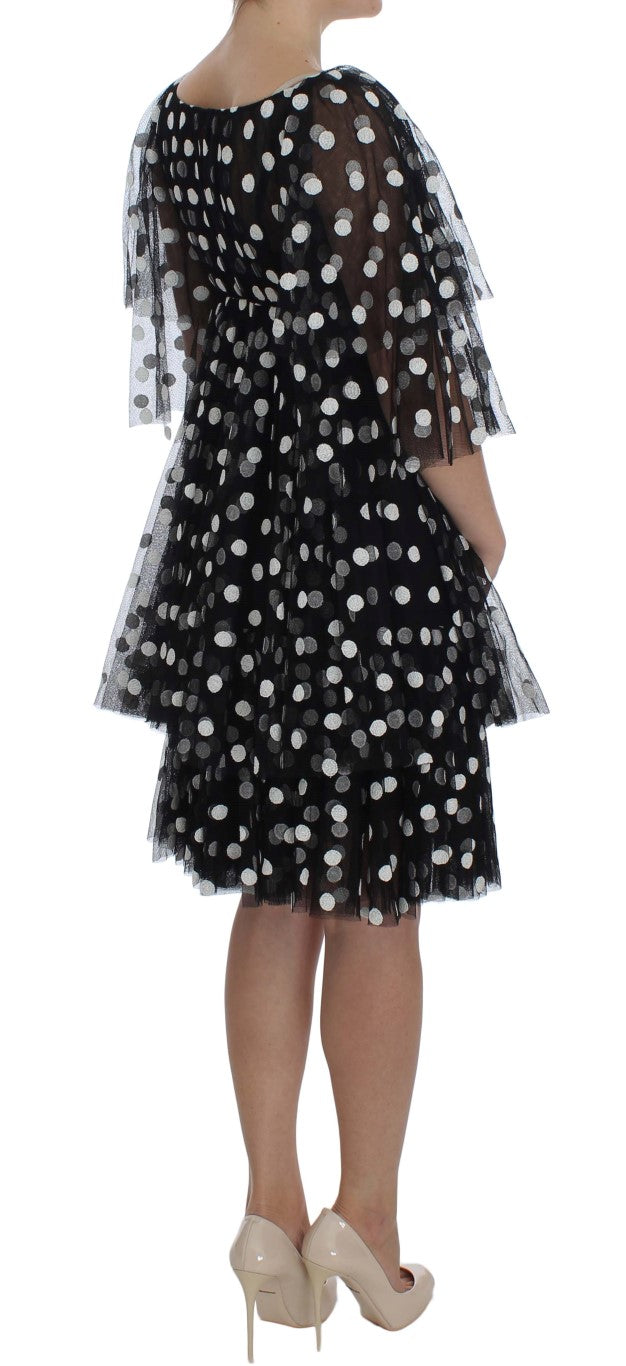 Dolce & Gabbana Black White Polka Dotted Ruffled Women's Dress