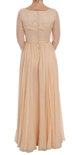 Dolce & Gabbana Elegant Beige Silk Full Length Sheath Women's Dress