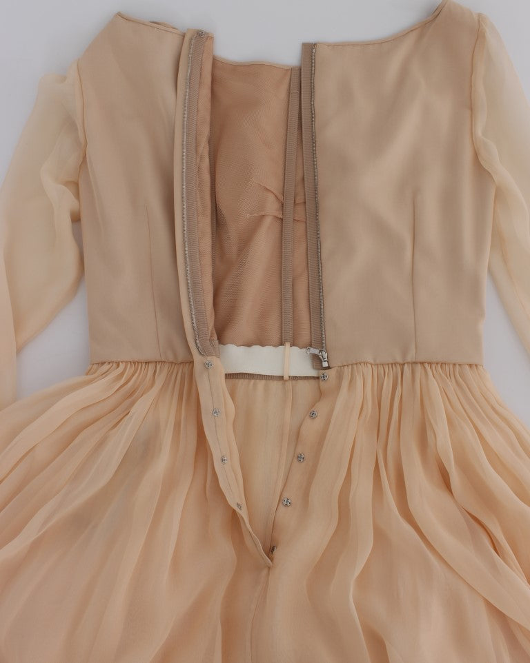 Dolce & Gabbana Beige Silk Ball Gown Full Length Women's Dress