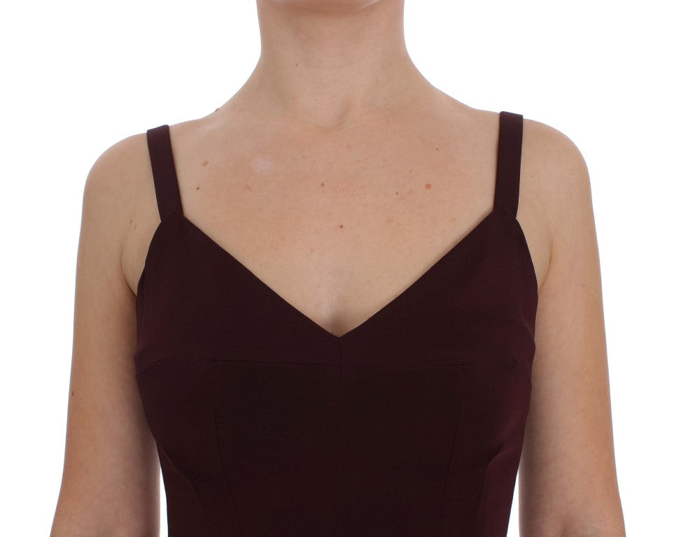 Dolce & Gabbana Bordeaux Stretch Full Length Sheath Women's Dress
