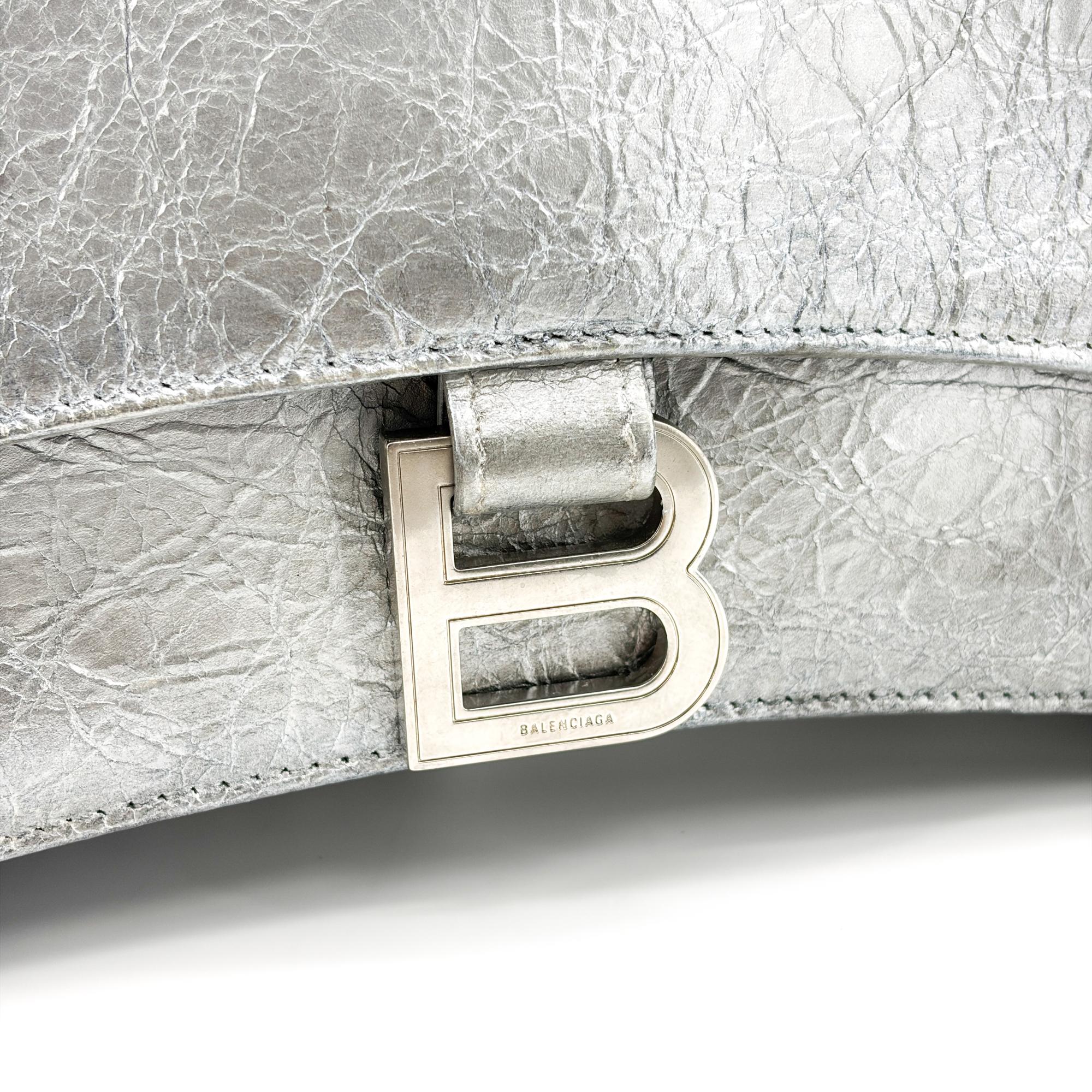 Balenciaga Crush Charm Chain Flap Leather Silver Leather Handbag (Pre-Owned)