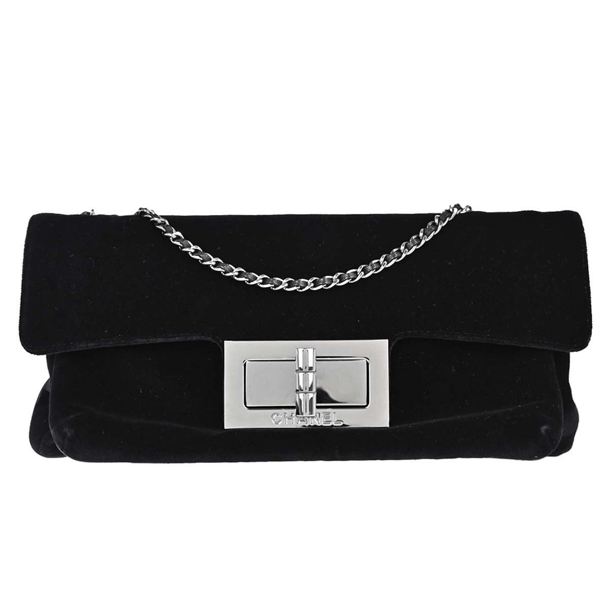 Chanel Giant Mademoiselle Lock Chain Velvet Black Velvet Shoulder Bag Bag (Pre-Owned)