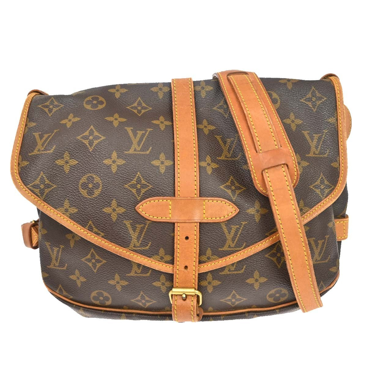 Louis Vuitton Saumur Monogram Canvas Brown Canvas Shoulder Bag Bag (Pre-Owned)