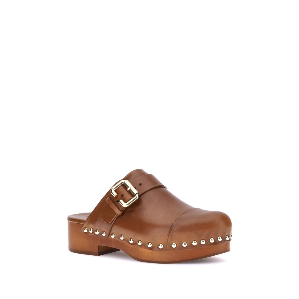 Chloé Brown Calf Leather Bos Taurus Women's Clogs
