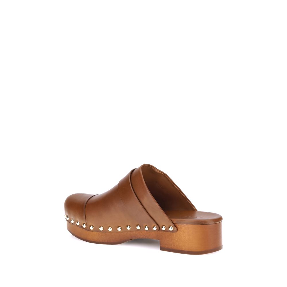Chloé Brown Calf Leather Bos Taurus Women's Clogs