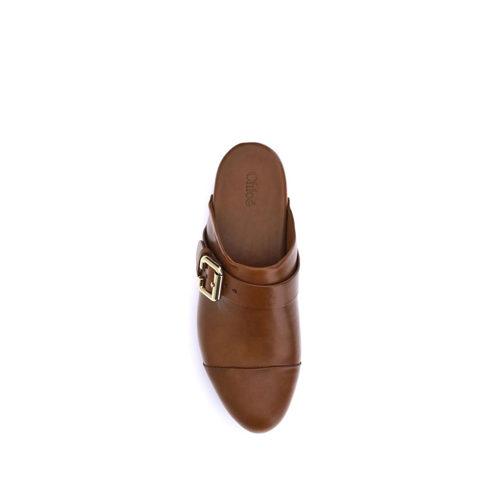 Chloé Brown Calf Leather Bos Taurus Women's Clogs