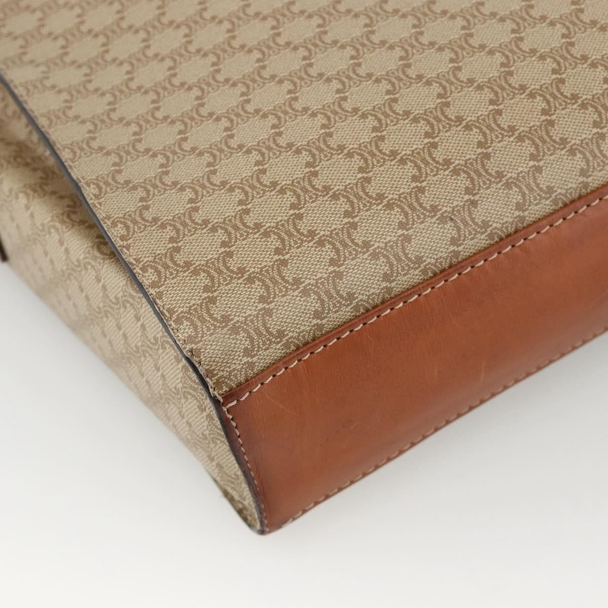 Celine Vintage Macadam Circle Logo Canvas And Leather Beige Canvas Shoulder Bag Bag (Pre-Owned)