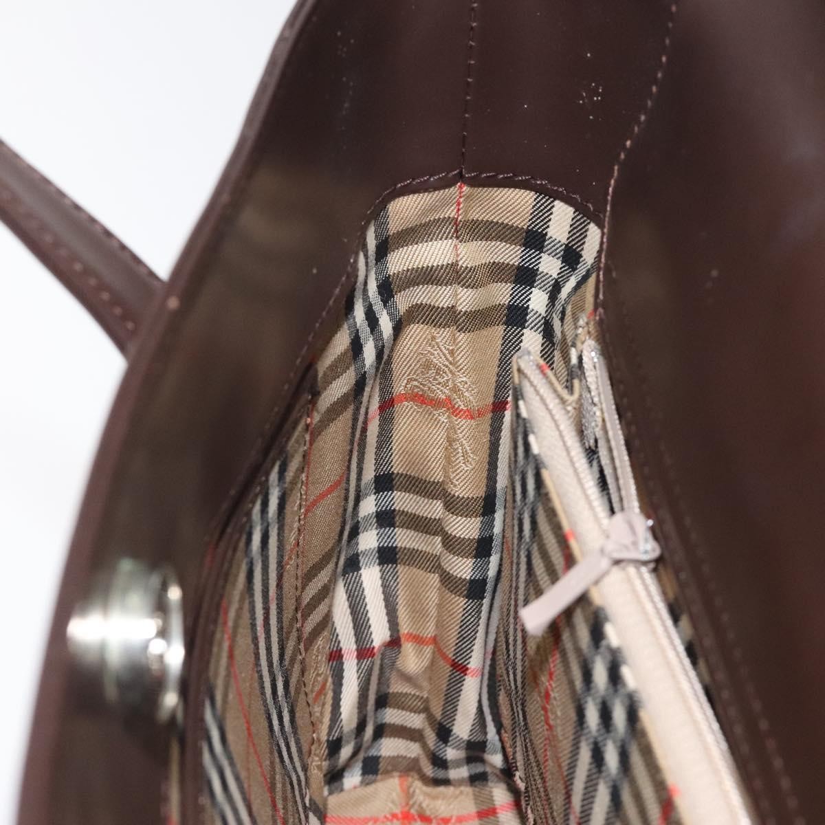 Burberry Nova Check Leather Brown Leather Handbag (Pre-Owned)