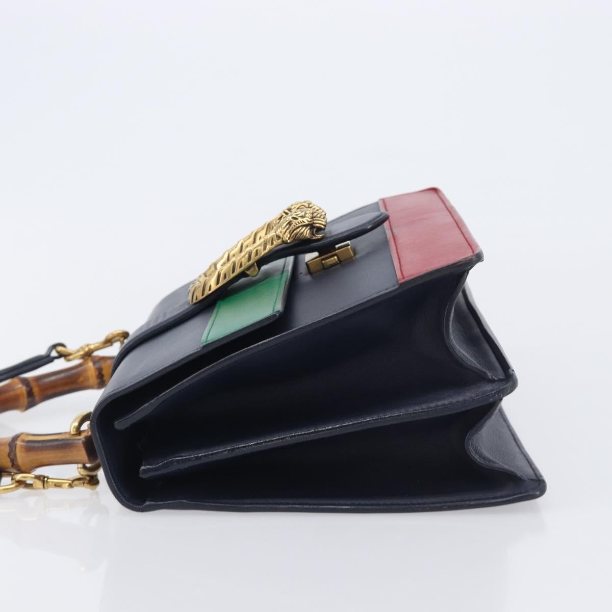 Gucci Dionysus Bamboo Top Handle Leather Navy Leather Handbag (Pre-Owned)