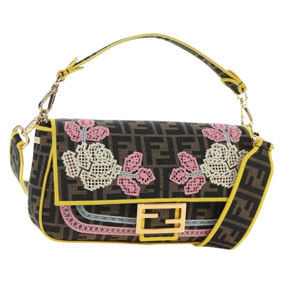 Fendi Mamma Baguette Zucca Jacquard Velvet Multicolour Canvas Shoulder Bag Bag (Pre-Owned)