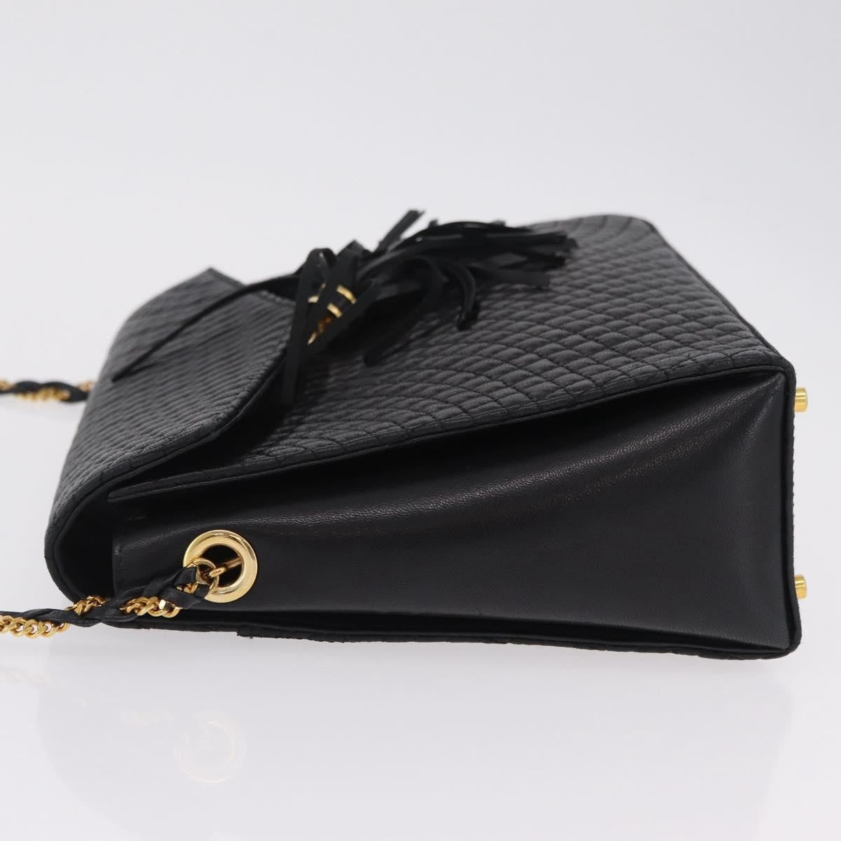 Bally Vintage Chain Quilted Leather Black Leather Shoulder Bag Bag (Pre-Owned)