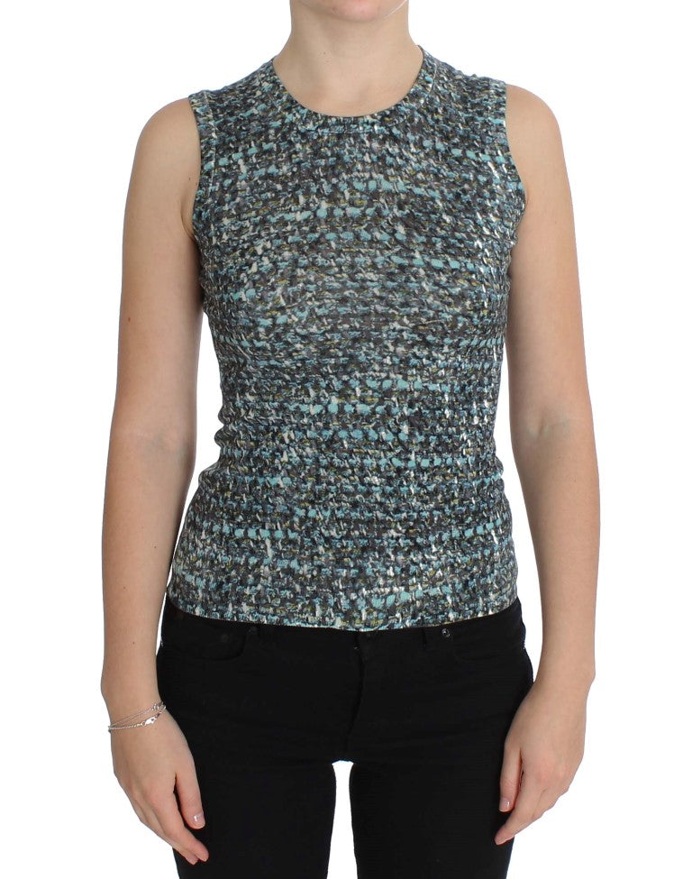 Dolce & Gabbana Blue Wool Sweater Sleeveless Women's Pullover