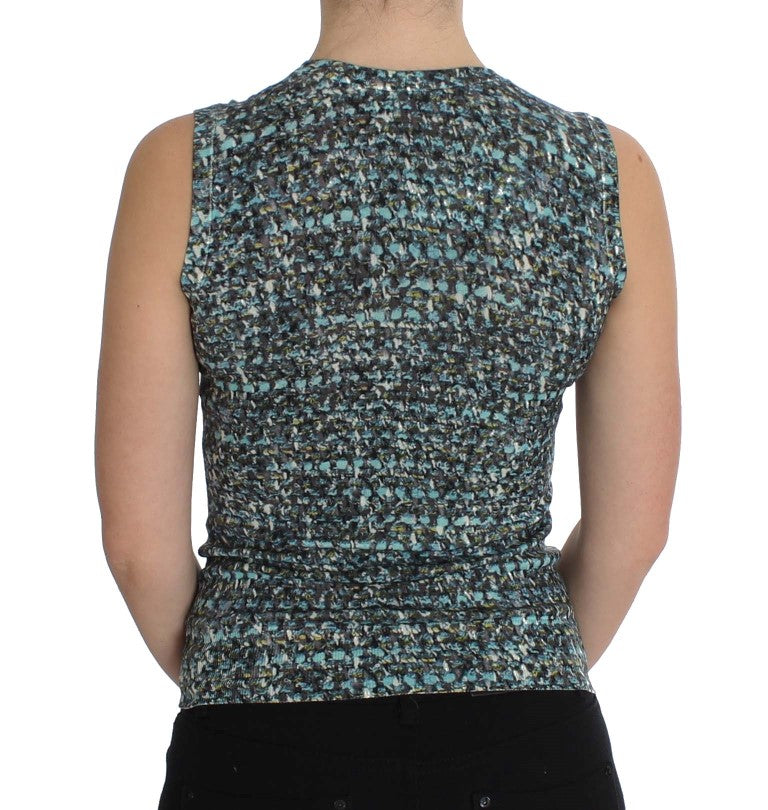 Dolce & Gabbana Blue Wool Sweater Sleeveless Women's Pullover