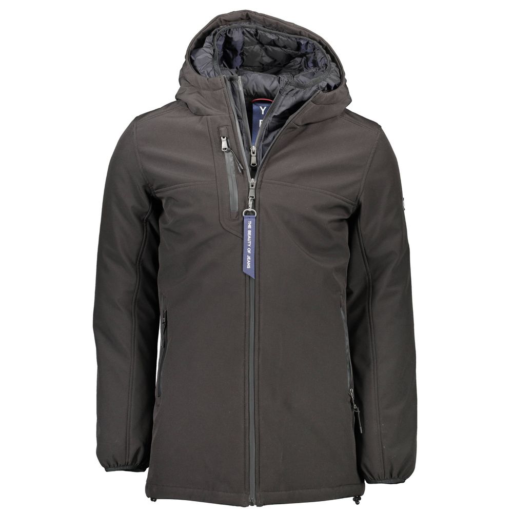 Yes Zee Black Polyester Jackets & Men's Coat