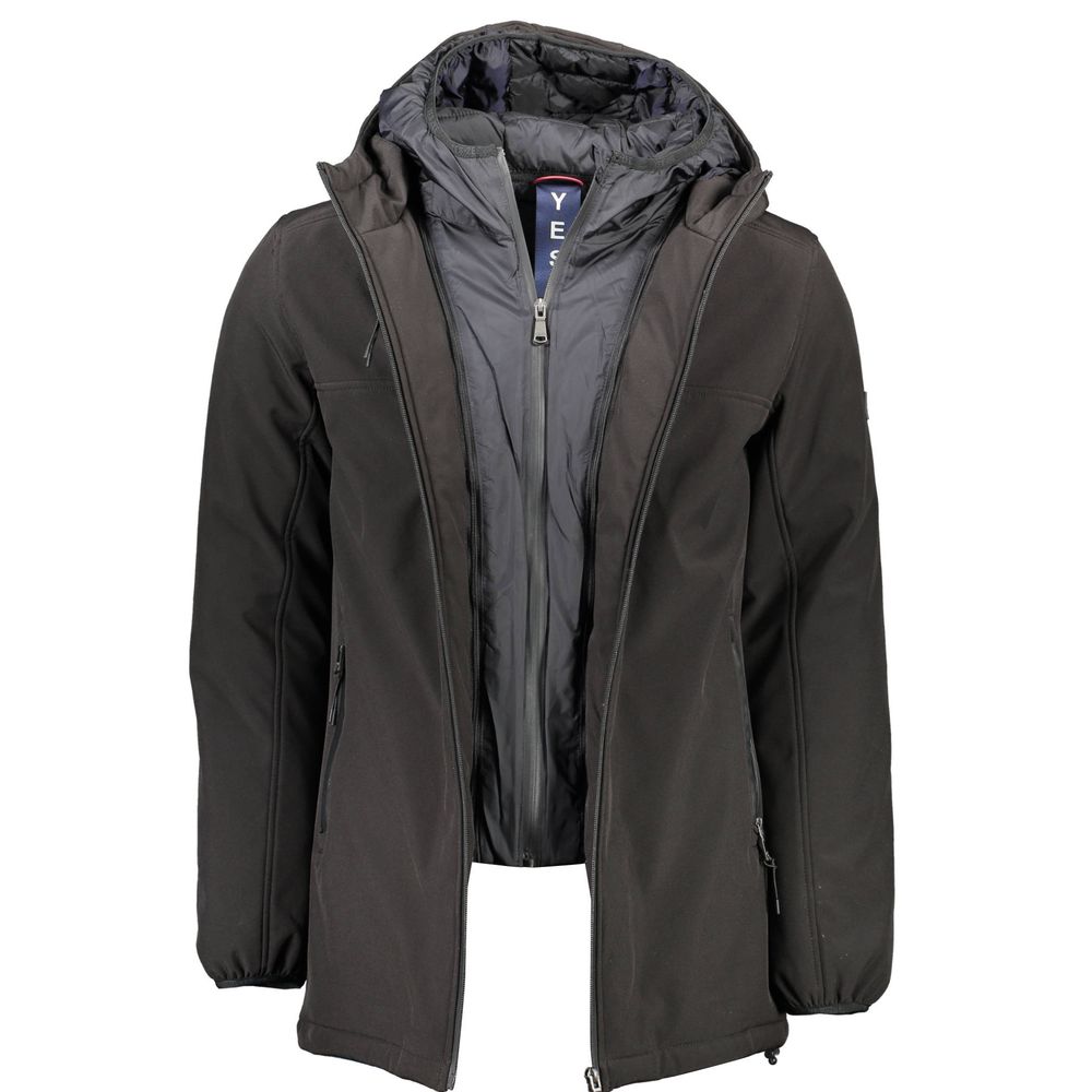 Yes Zee Black Polyester Jackets & Men's Coat