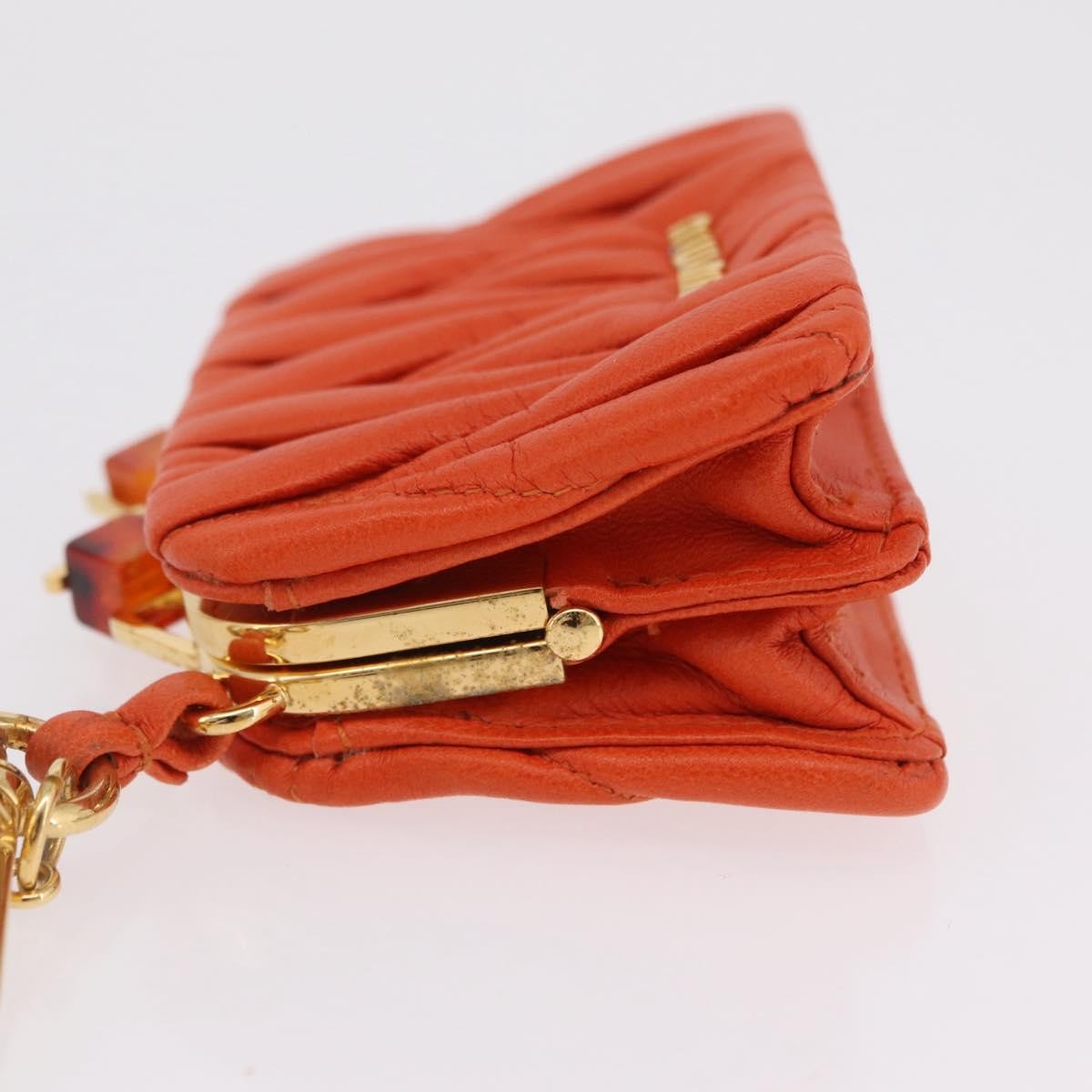 Miu Miu Sword Wallet Charm Leather Matelasse Orange Leather Crossbody Bag Bag (Pre-Owned)