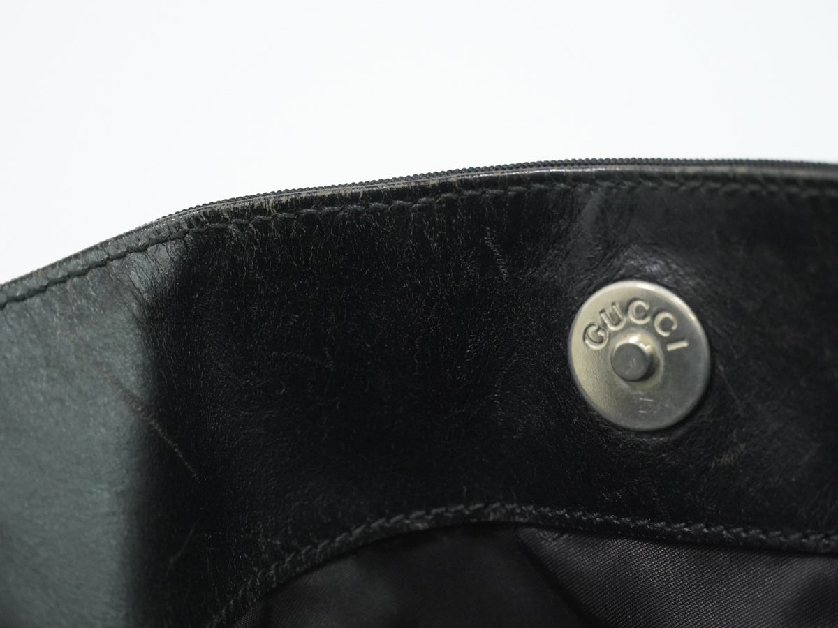 Gucci Vintage Bamboo Hobo Nylon Black Nylon Shoulder Bag Bag (Pre-Owned)