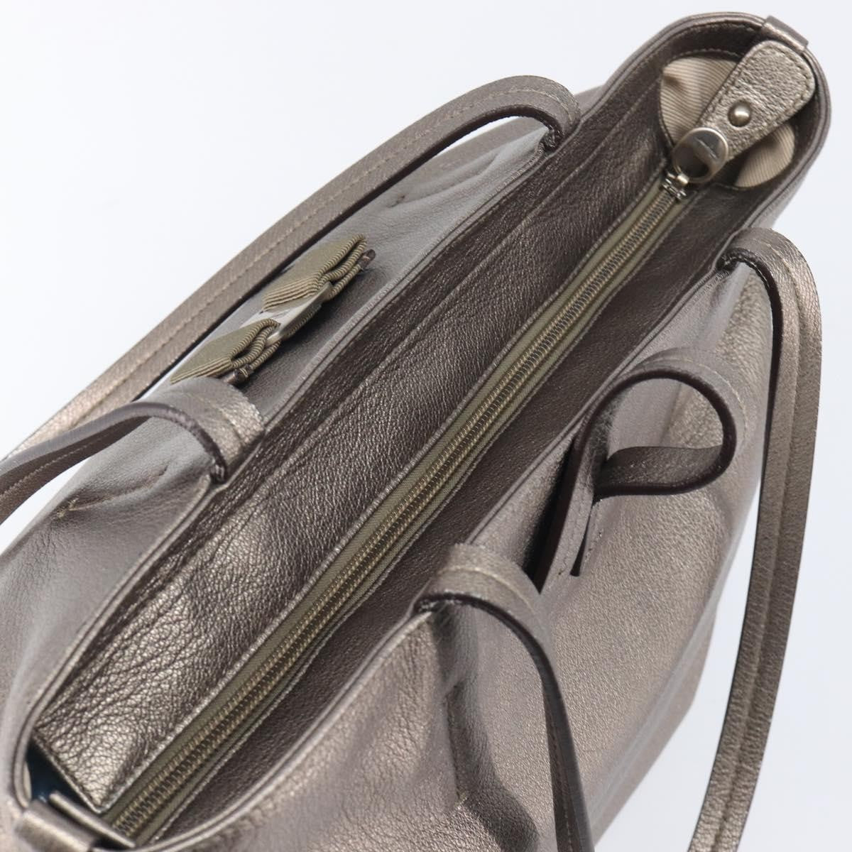 Salvatore Ferragamo Vala Tote Leather Silver Leather Tote Bag Bag (Pre-Owned)