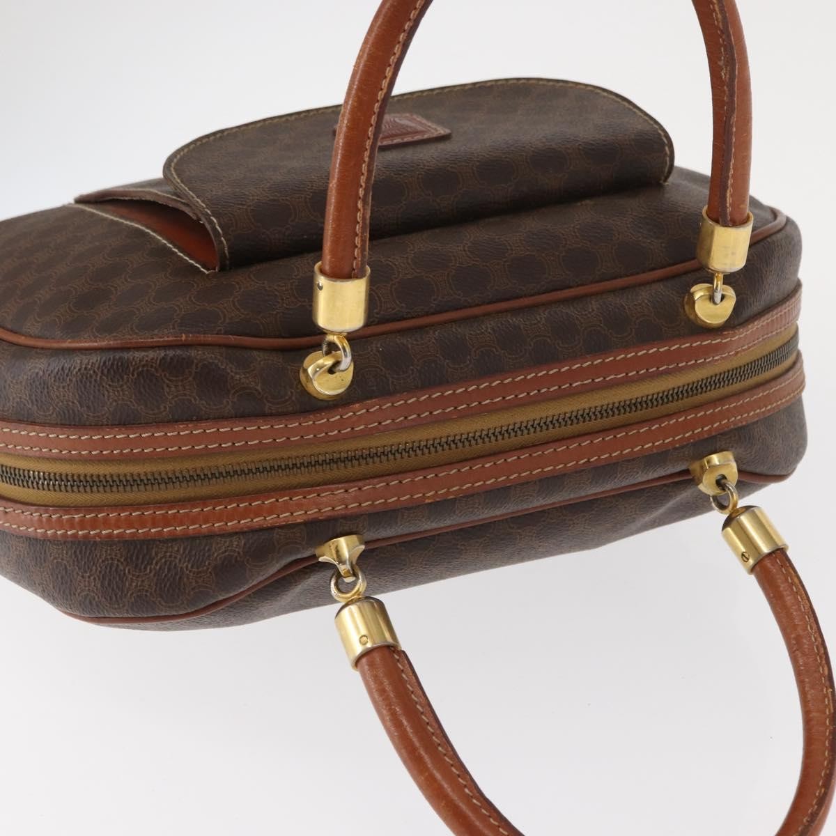 Celine Vintage Macadam Canvas And Leather Brown Canvas Handbag (Pre-Owned)