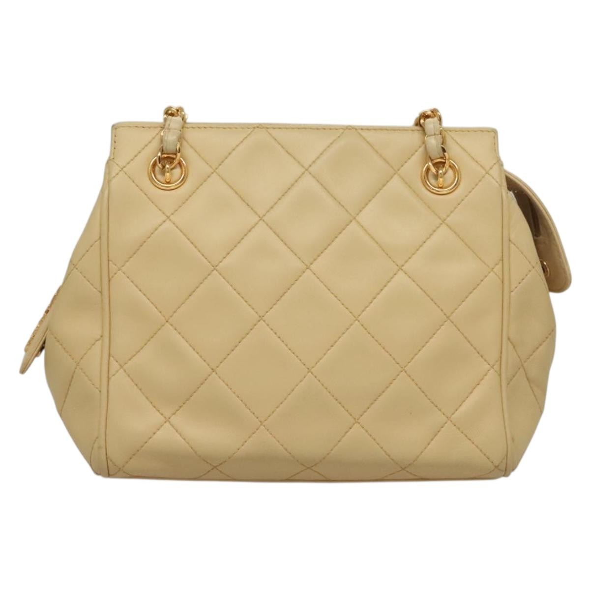 Chanel Chain Leather Beige Leather Shoulder Bag Bag (Pre-Owned)