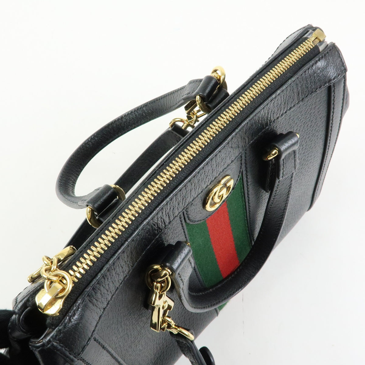 Gucci Ophidia Top Handle Leather Black Leather Tote Bag Bag (Pre-Owned)