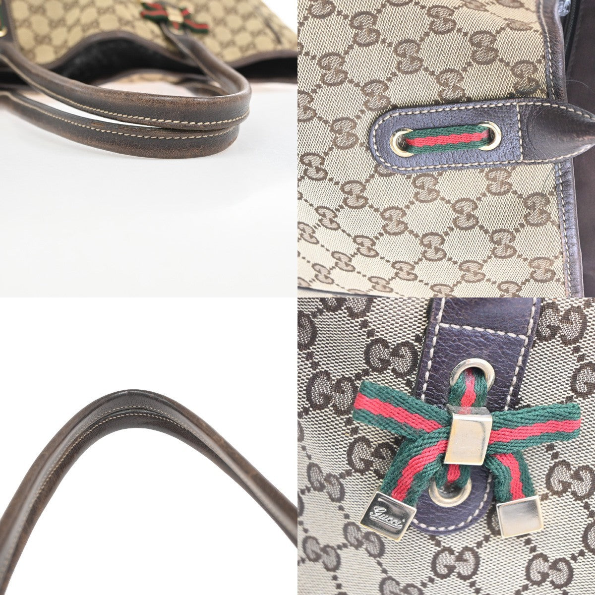Gucci Princy Tote Gg Canvas And Leather Brown Canvas Tote Bag Bag (Pre-Owned)