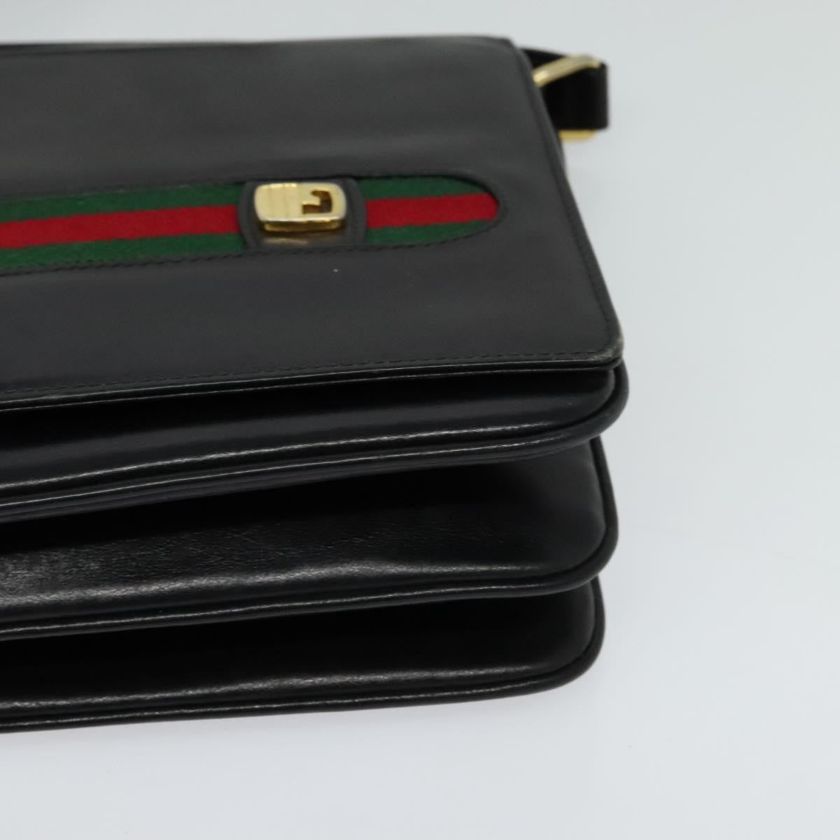 Gucci Sherry Line Shoulder Leather Black Leather Shoulder Bag Bag (Pre-Owned)