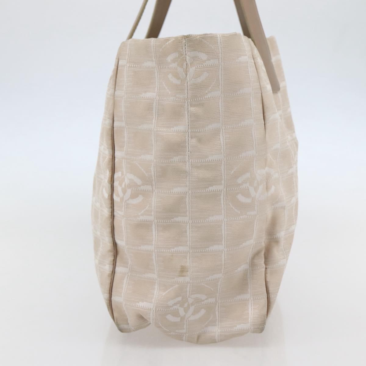 Chanel Travel Line Tote Nylon Beige Nylon Bag (Pre-Owned)