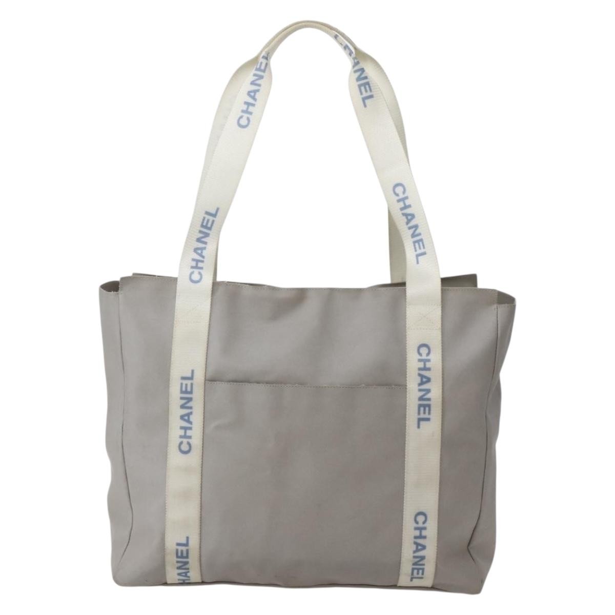 Chanel Sport Line Nylon Gray Nylon Tote Bag Bag (Pre-Owned)