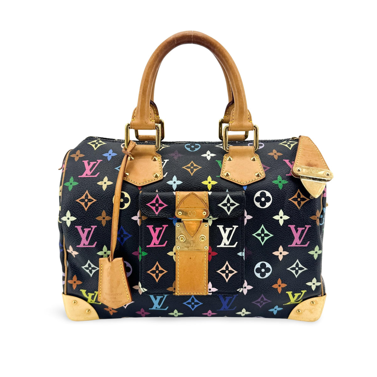 Louis Vuitton Speedy Monogram Multicolor Black Canvas Handbag (Pre-Owned)
