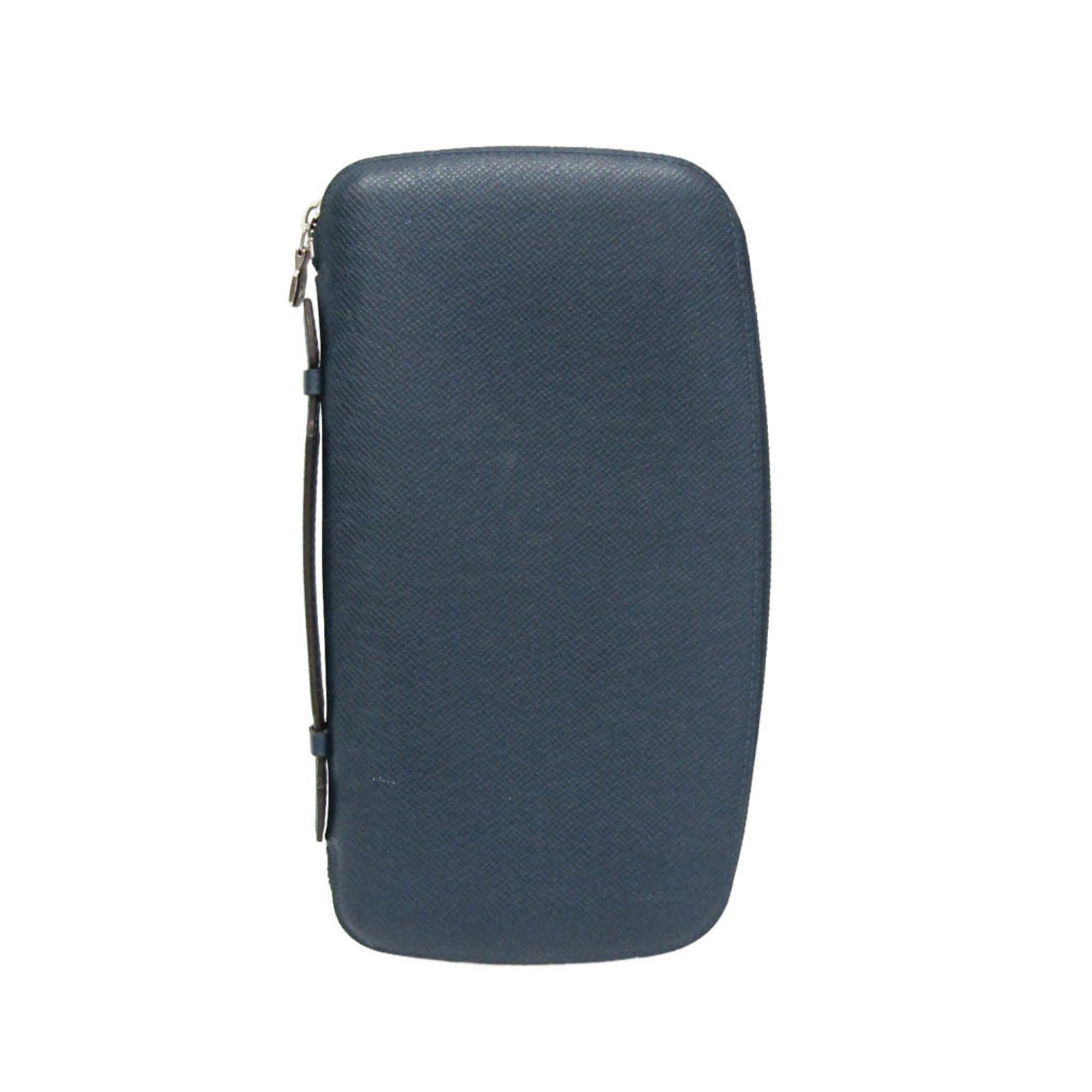 Louis Vuitton Atoll Organizer Taiga Leather Blue Leather Wallets Accessory (Pre-Owned)