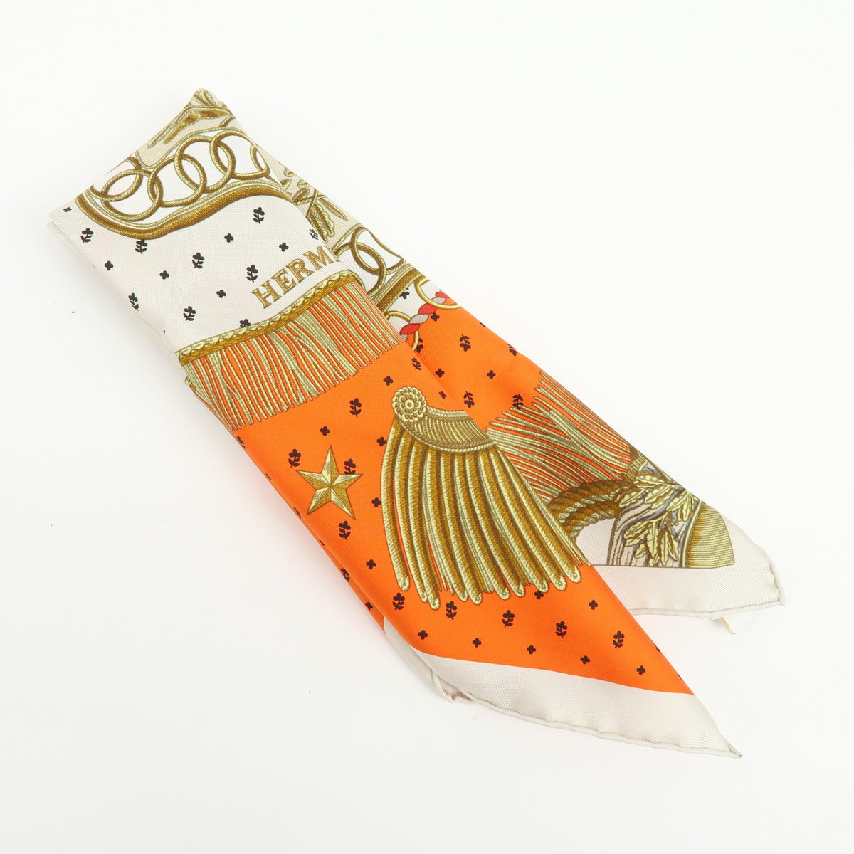 Hermes Carré 42 Silk Orange Silk Scarve & Shawl Accessory (Pre-Owned)