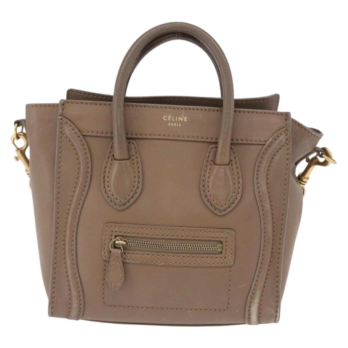 Celine Shopper Luggage Leather Beige Leather Handbag (Pre-Owned)