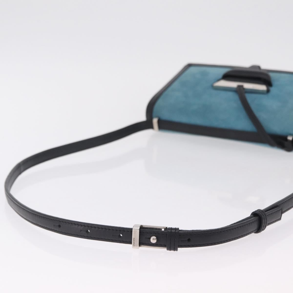 Loewe Barcelona Suede With Leather Blue Suede Shoulder Bag Bag (Pre-Owned)