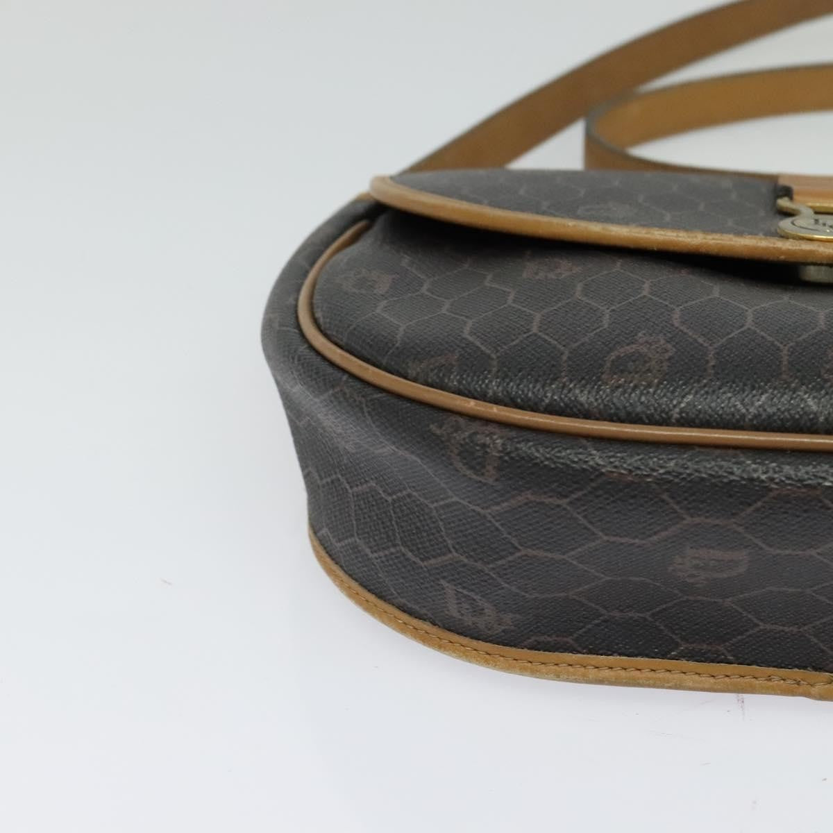 Christian Dior Vintage Honeycomb Flap Canvas And Leather Black Canvas Shoulder Bag Bag (Pre-Owned)