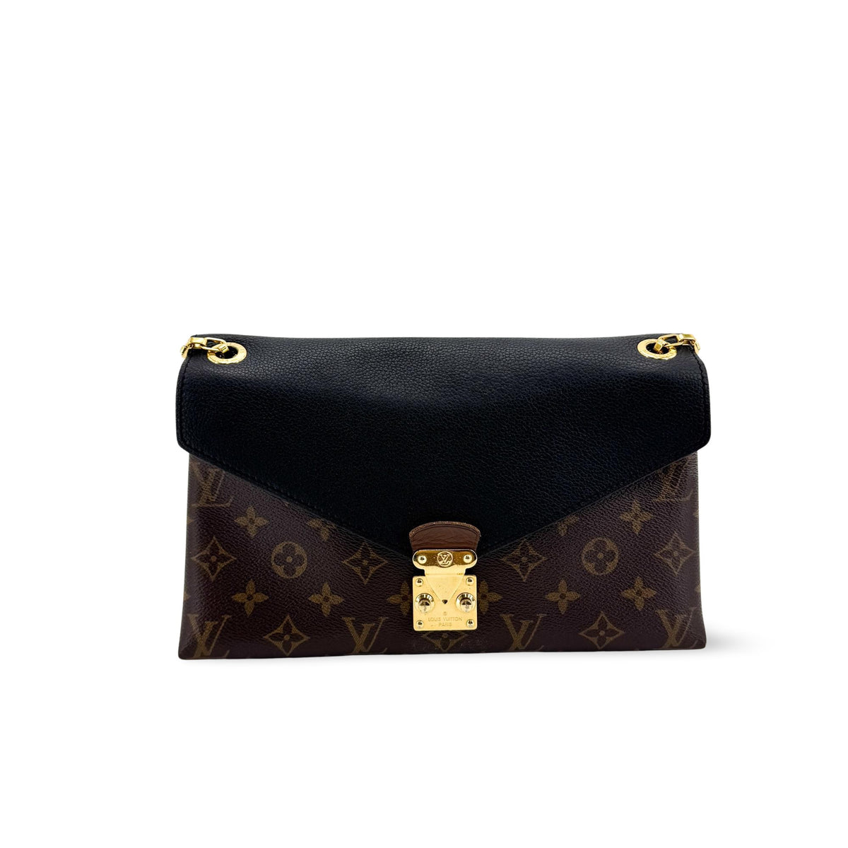 Louis Vuitton Pallas Chain Monogram Canvas And Calfskin Black Canvas Shoulder Bag Bag (Pre-Owned)