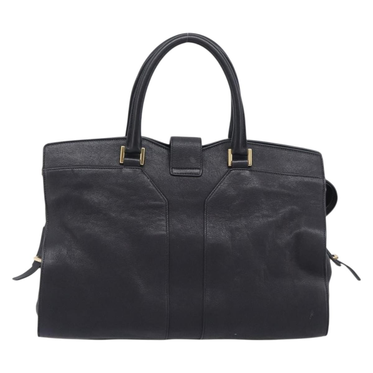 Saint Laurent Classic Y Cabas Leather Black Leather Tote Bag Bag (Pre-Owned)