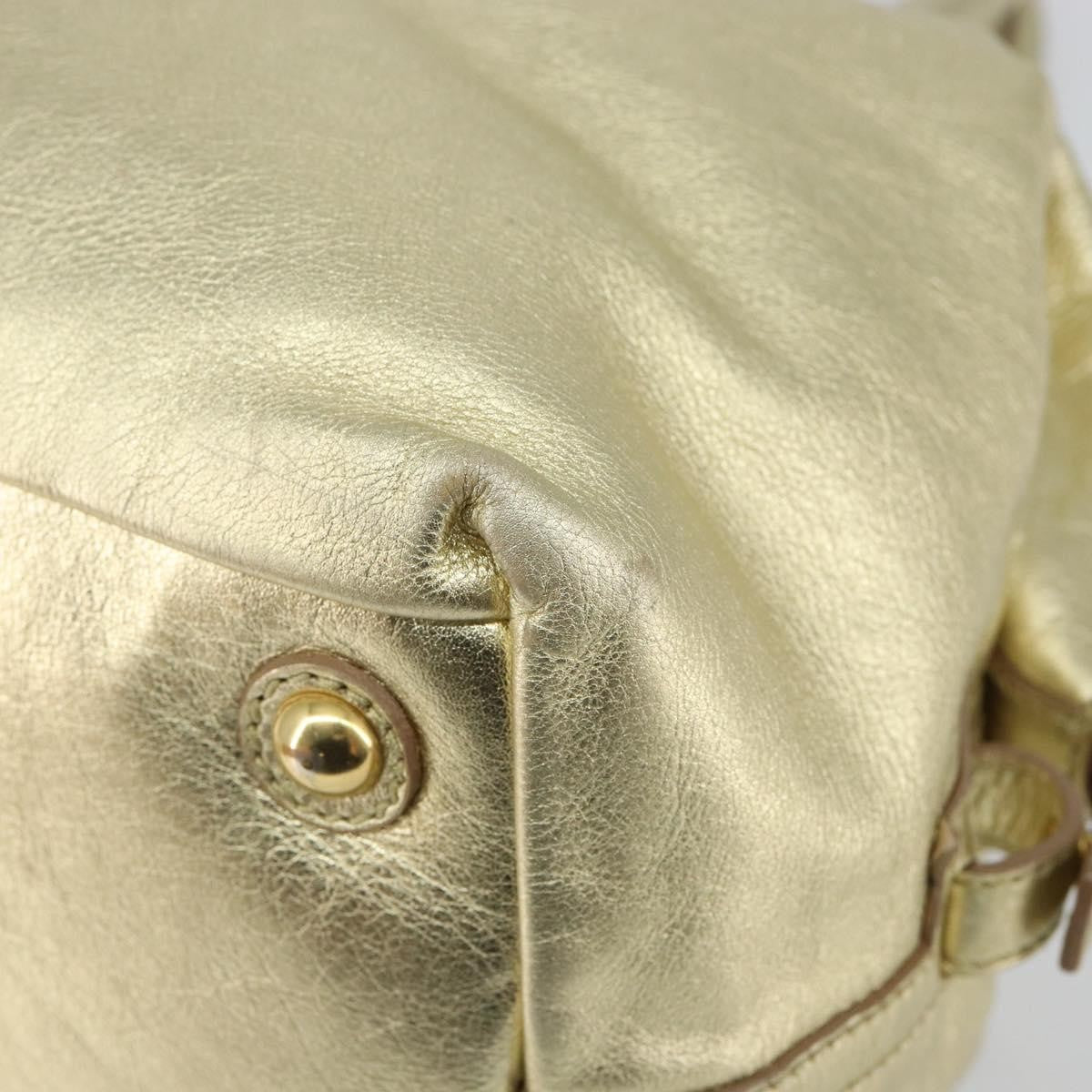 Saint Laurent Easy Y Suede With Fox Fur Gold Leather Bag (Pre-Owned)