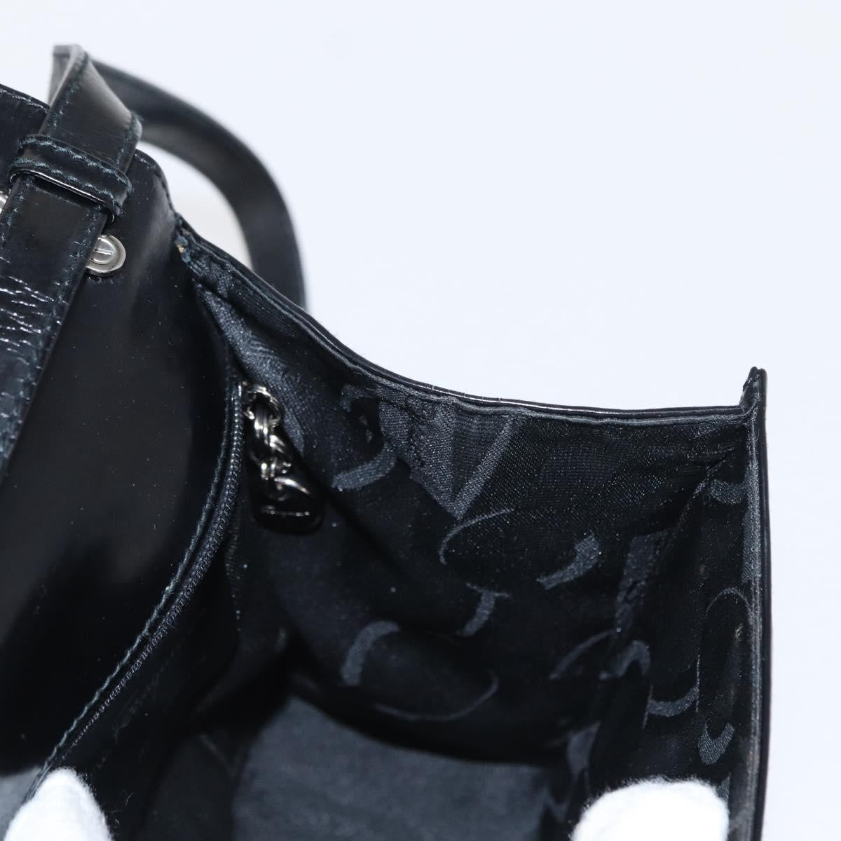 Salvatore Ferragamo Gancini Leather Black Leather Handbag (Pre-Owned)