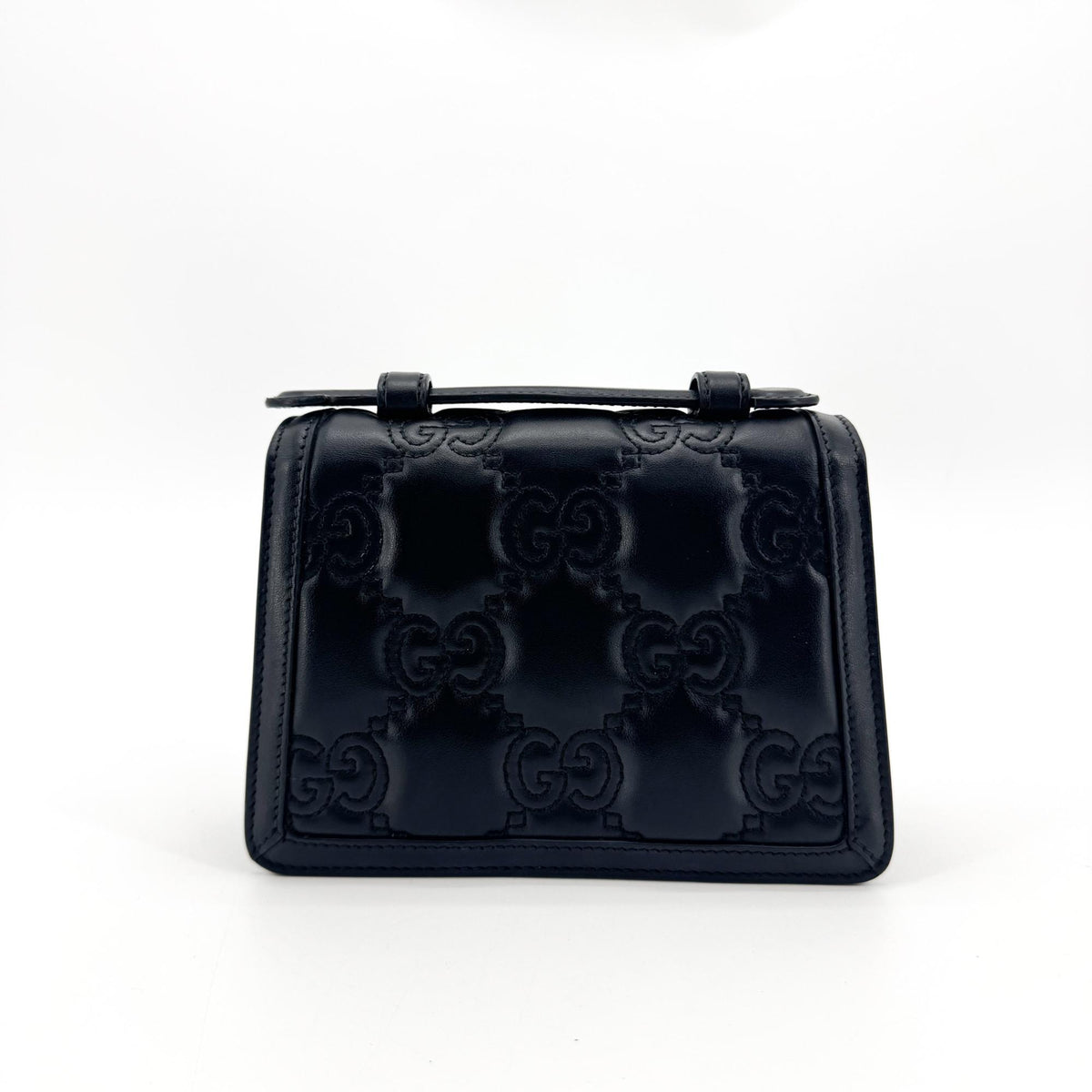 Gucci Padlock Gg Embossed Leather Black Leather Shoulder Bag Bag (Pre-Owned)