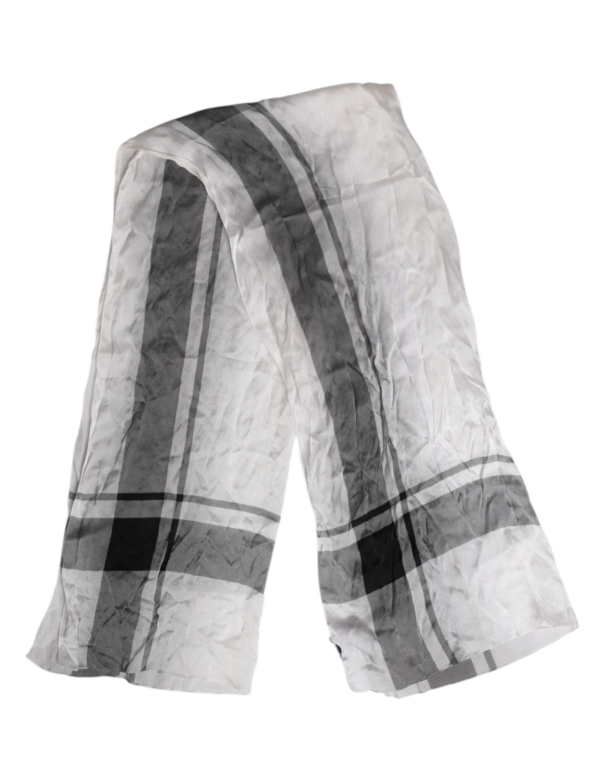 Dolce & Gabbana White Black Silk Warmer Wrap Foulard Men's Scarf (Pre-Owned)