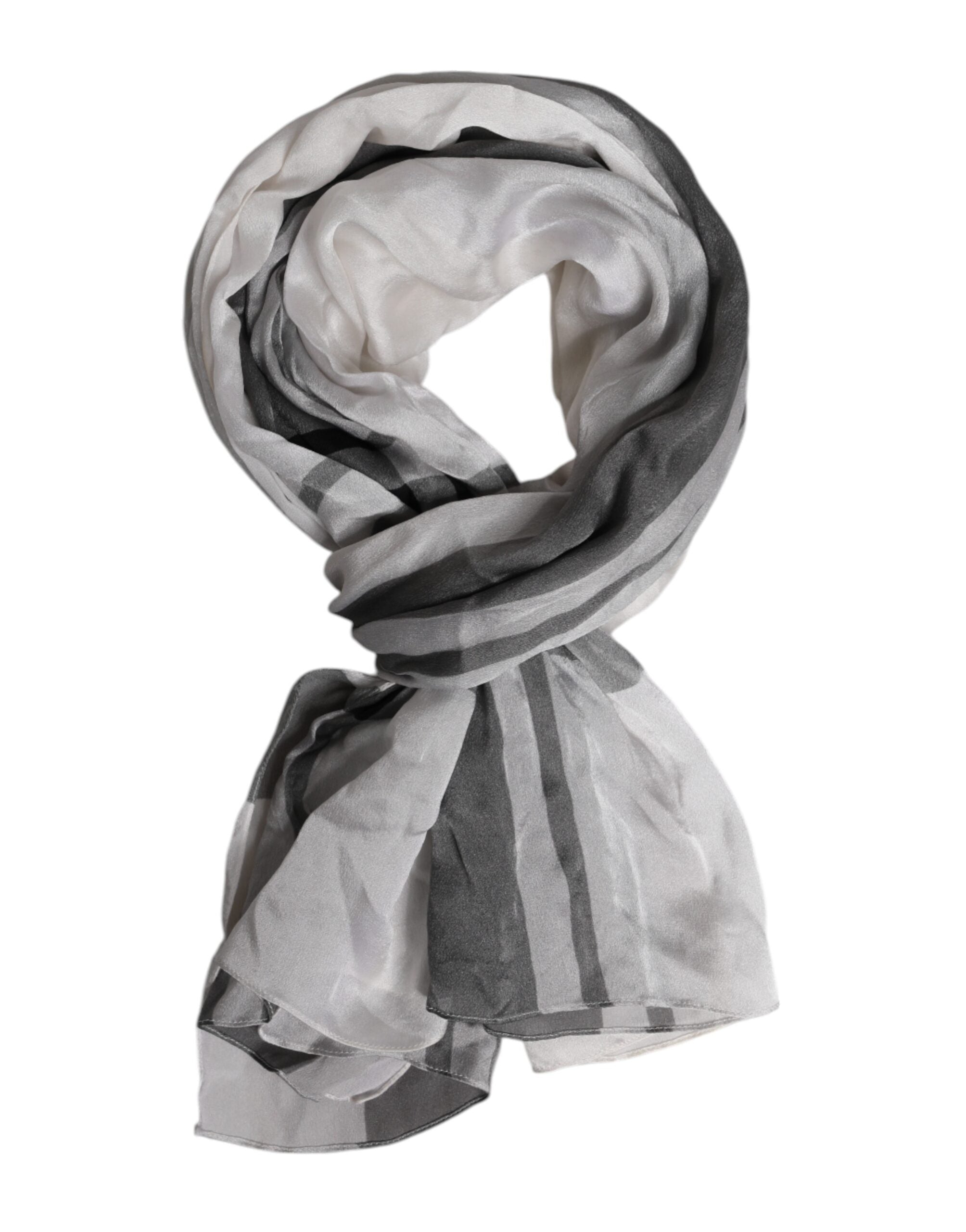 Dolce & Gabbana White Black Silk Warmer Wrap Foulard Men's Scarf (Pre-Owned)