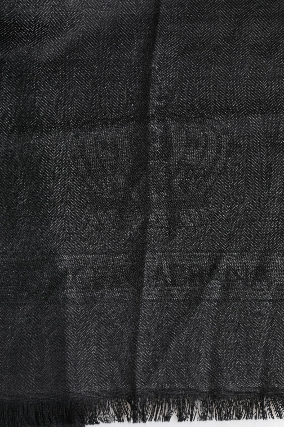 Dolce & Gabbana Dark Gray Cashmere Fringes Neck Warmer Men's Scarf