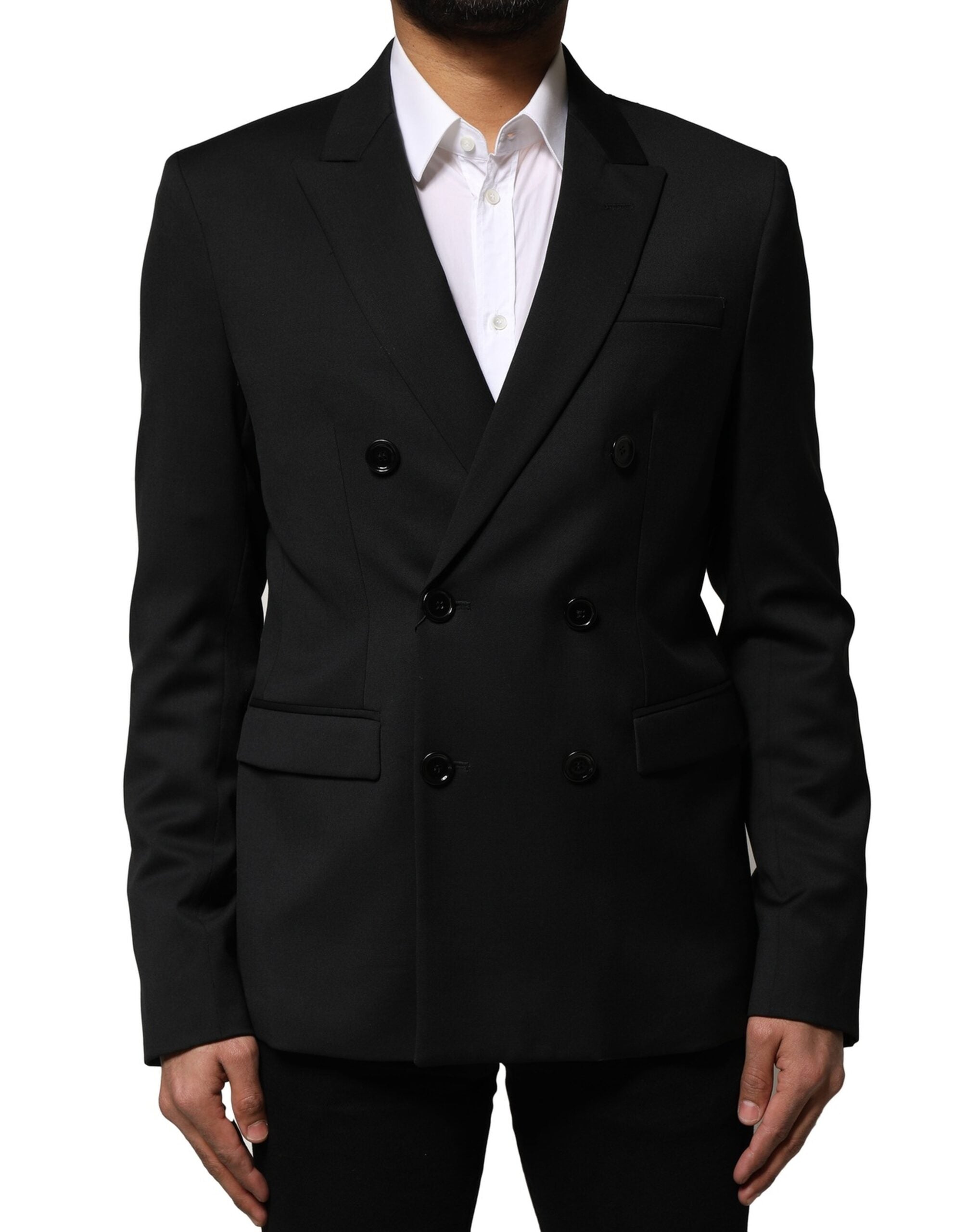 Emporio Armani Black Double Breasted Men Jacket Suit Men's Blazer (Pre-Owned)