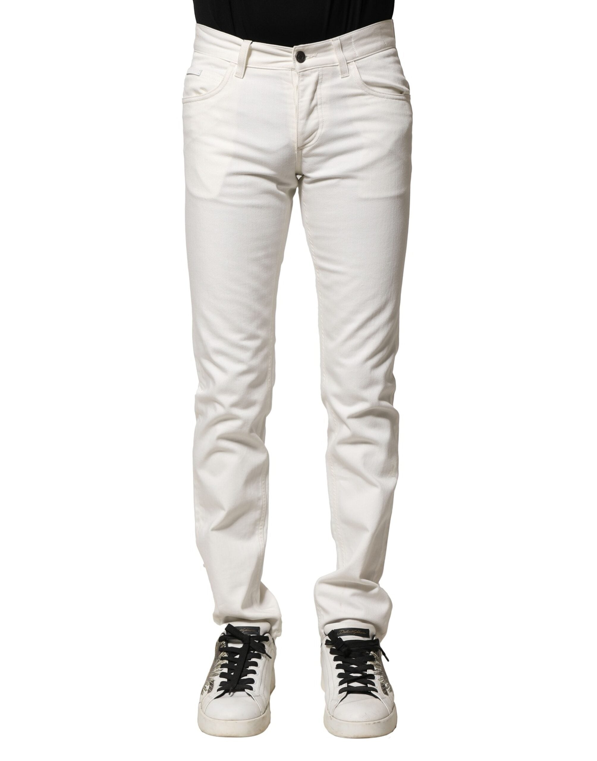 Dolce & Gabbana White Cotton Skinny Men Denim Men's Jeans (Pre-Owned)