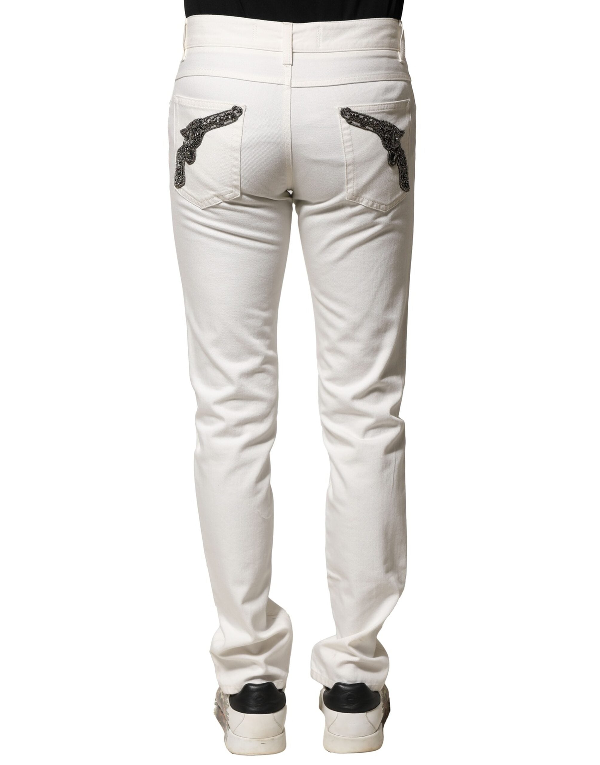 Dolce & Gabbana White Cotton Skinny Men Denim Men's Jeans (Pre-Owned)