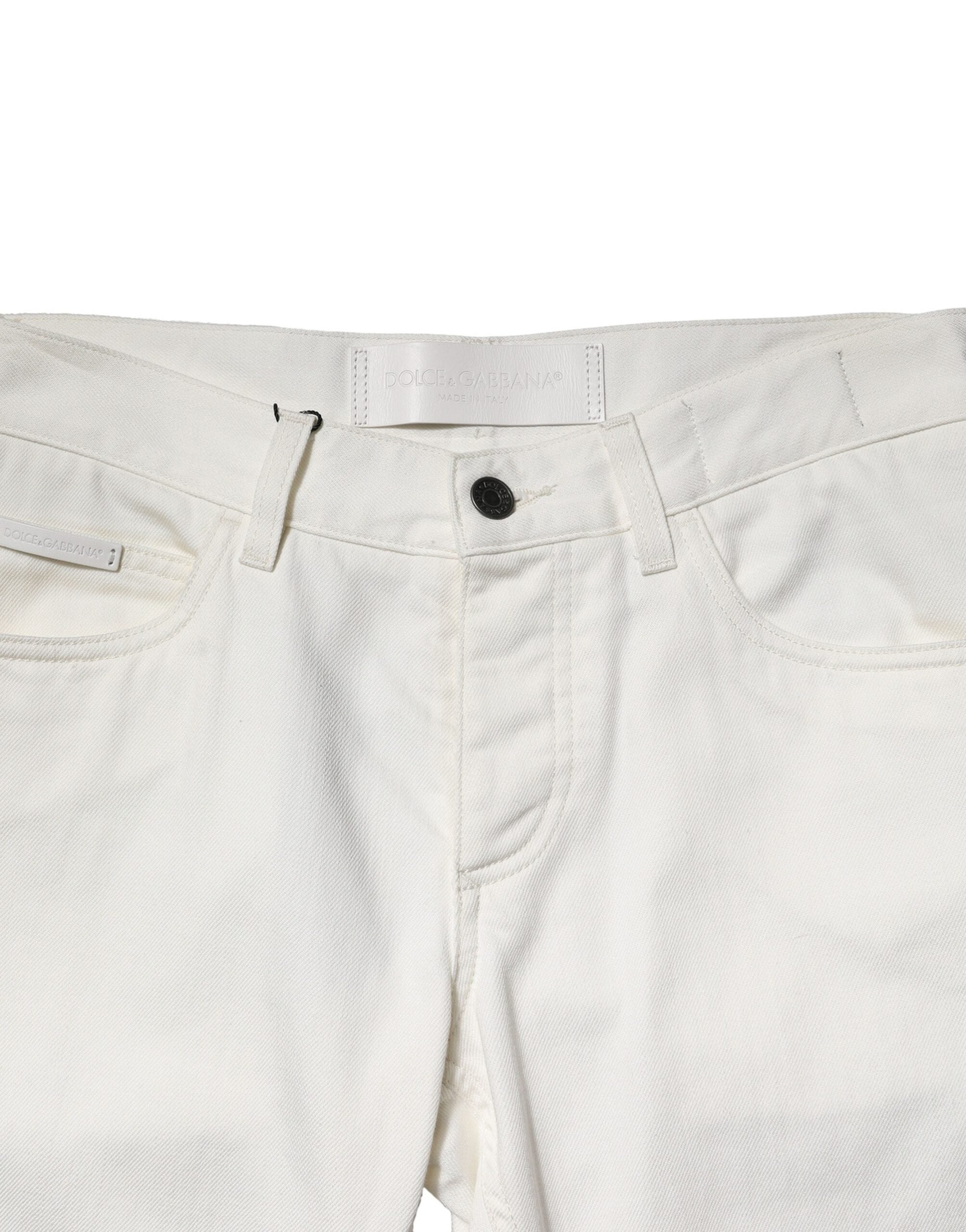 Dolce & Gabbana White Cotton Skinny Men Denim Men's Jeans (Pre-Owned)