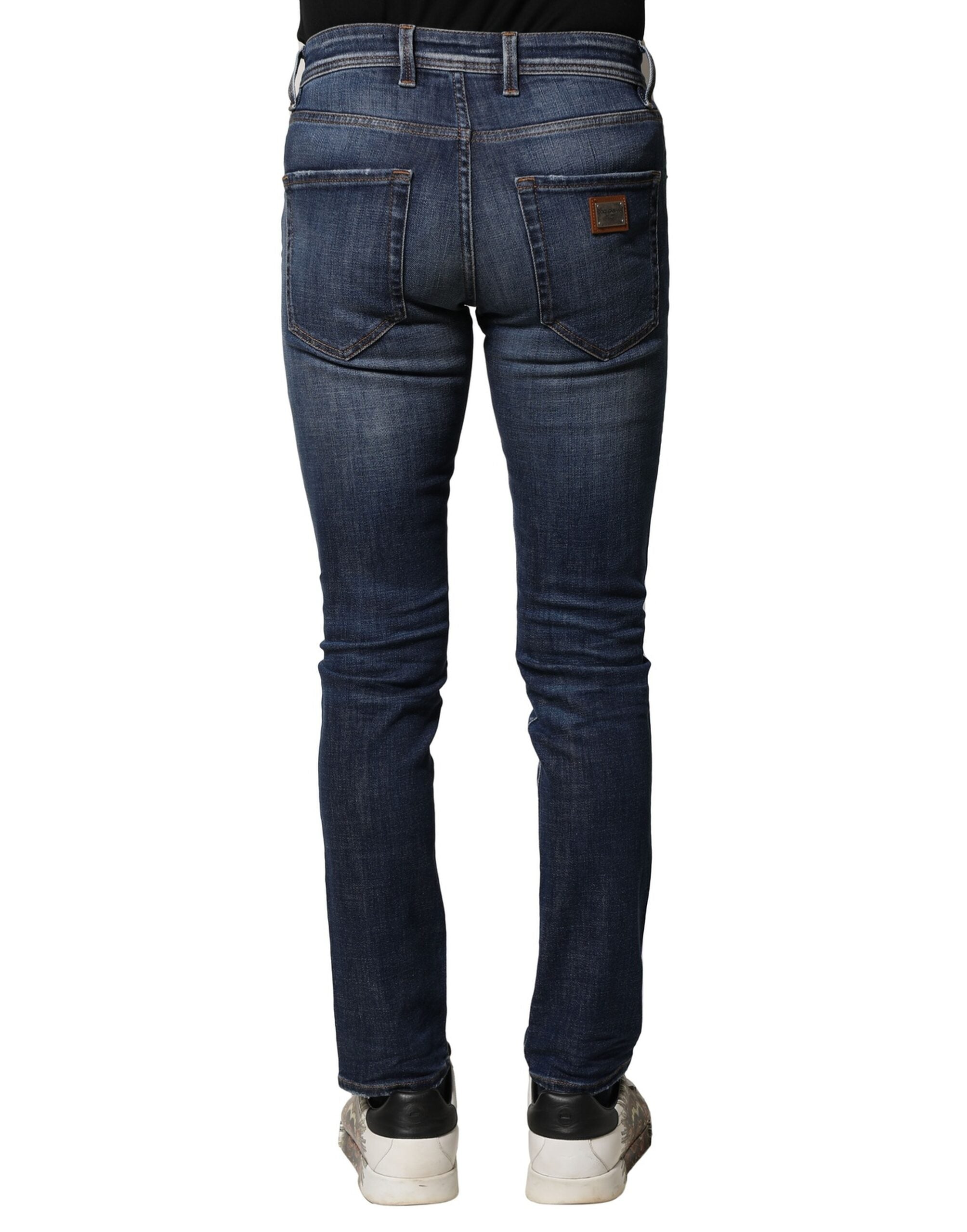 Dolce & Gabbana Blue Washed Cotton Slim Fit Men Denim Men's Jeans